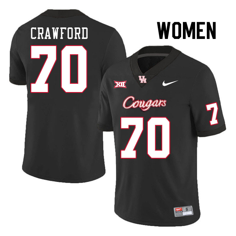 Women #70 Larry Crawford Houston Cougars College Football Jerseys Stitched-Black